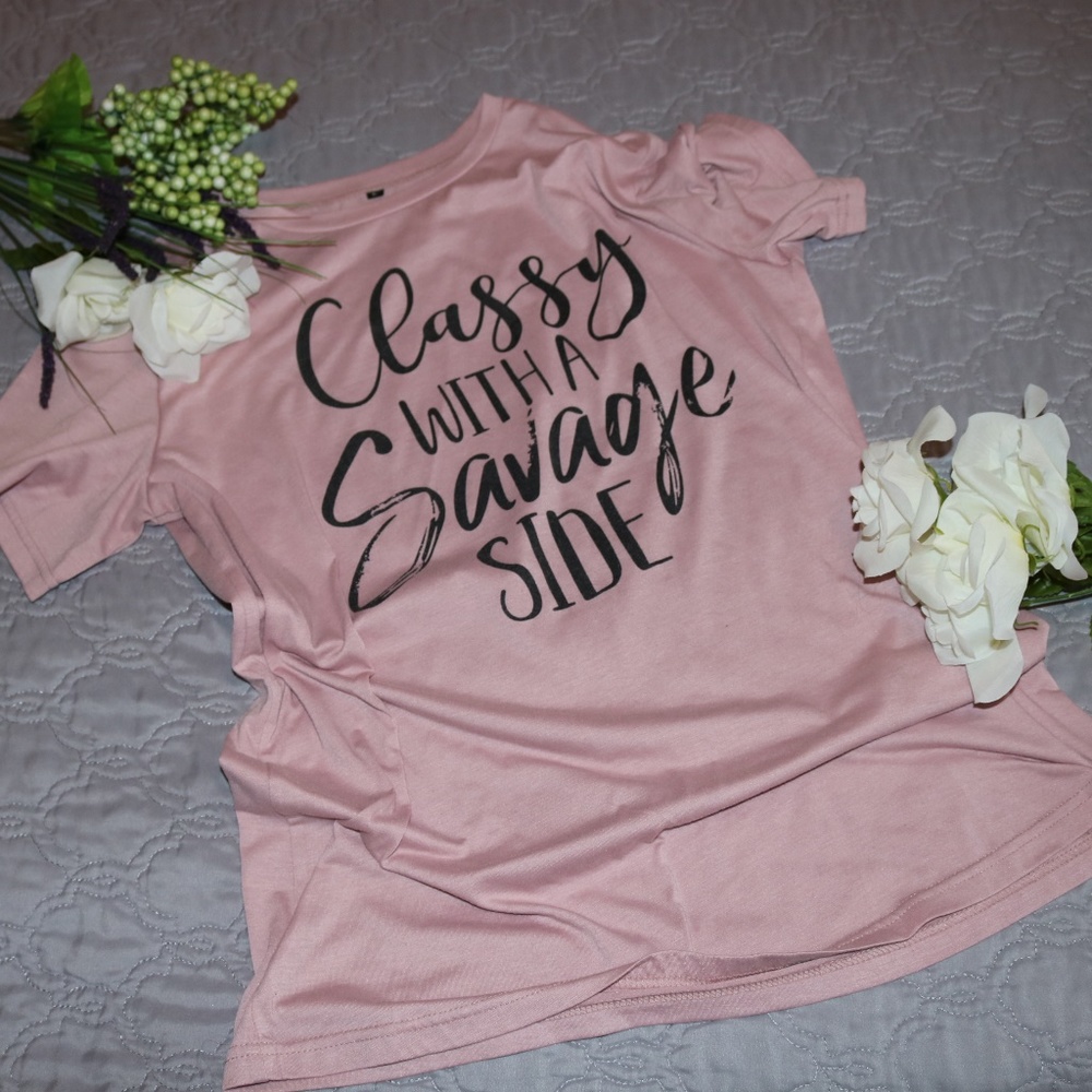 Ladies Pink Graphic T